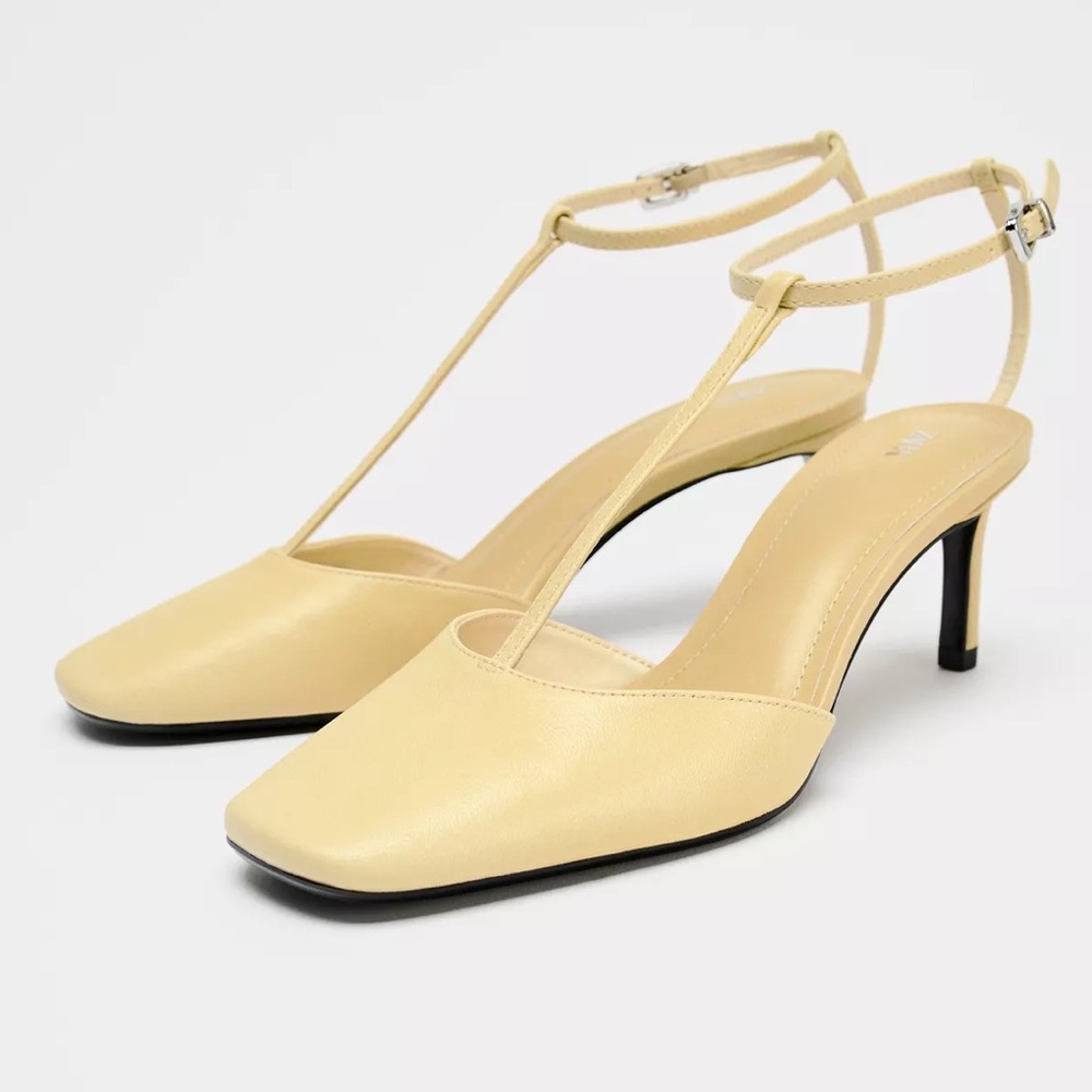 ZARA LEATHER SLINGBACK STRAP HEELS like GUCCI